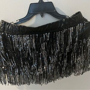 Glamorous Black Sequin Fringe Skorts